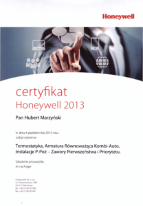 Certyfikat HONEYWELL | HMI Szczecin