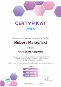 Certyfikat MDV | HMI Szczecin